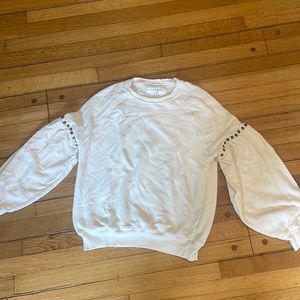 The Great cream sweatshirt with embellished puff sleeve- size XS